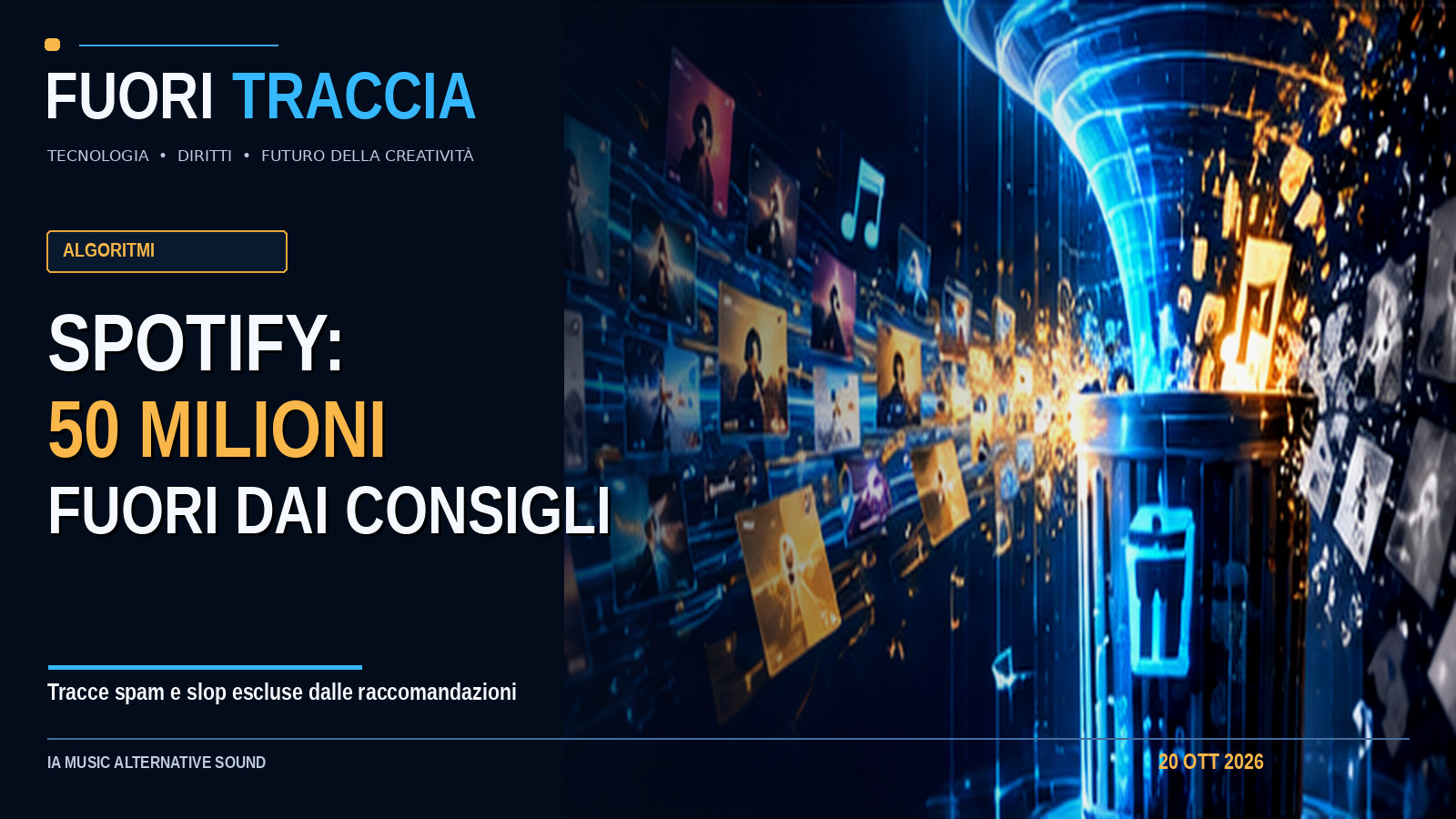 Copertina Fuori Traccia: Spotify: 50 milioni fuori dai consigli