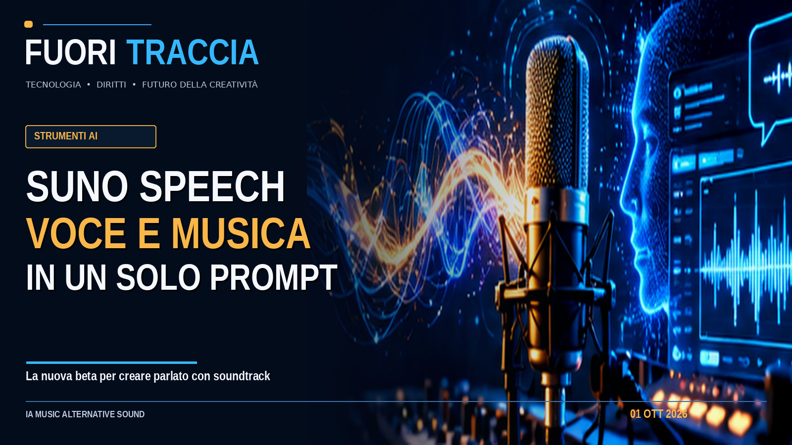 Copertina Fuori Traccia: Suno Speech: voce e musica